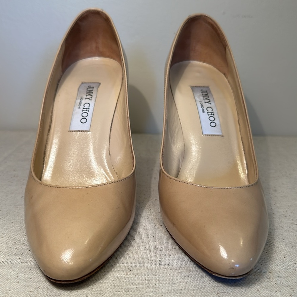 Jimmy Choo Vikki Pumps Nude Patent Leather | Wedding/Events Sz39 - Picture 10 of 15
